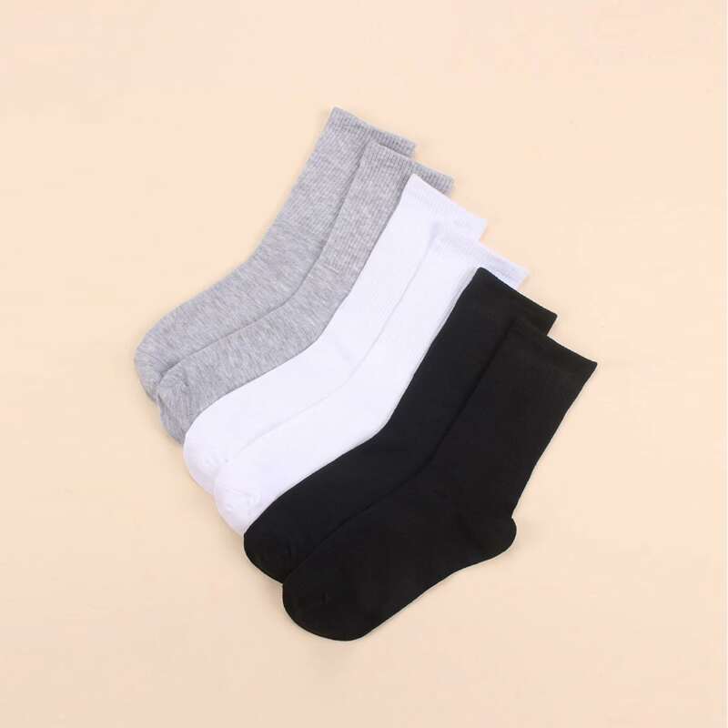 

3pairs Simple Solid Socks, Multicolor