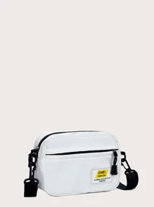 Bolsa bandolera nylón con cremallera delantera - Blanco - Ver 2