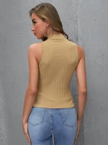 SHEIN Essnce Top tank tejido de canalé de cuello alto