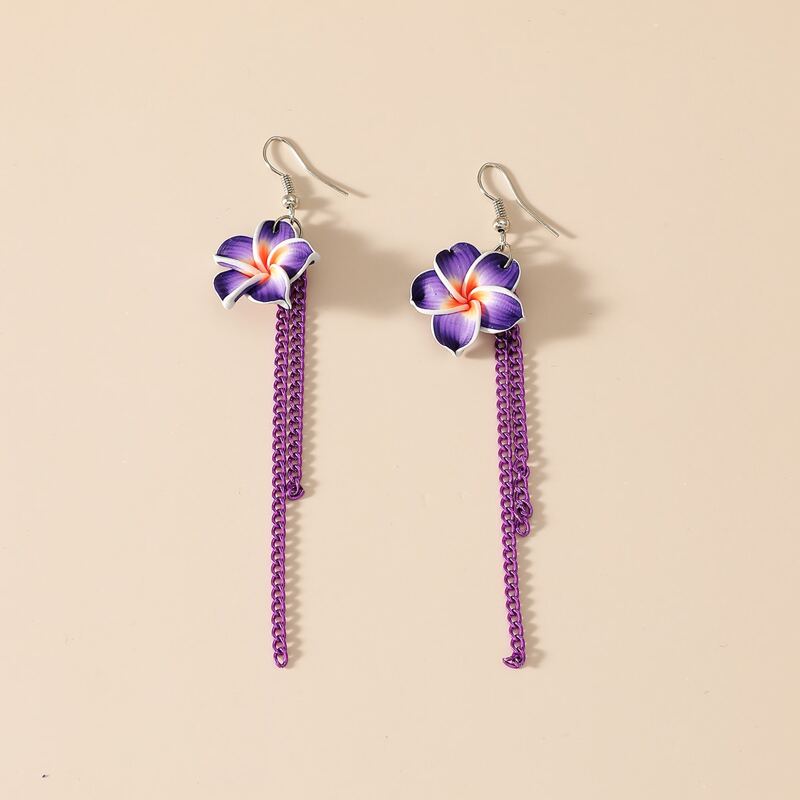 

Floral Tassel Drop Earrings, Purple