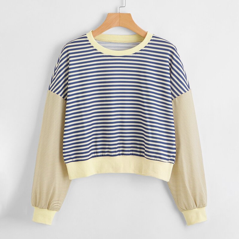 

Contrast Striped Sweatshirt, Multicolor