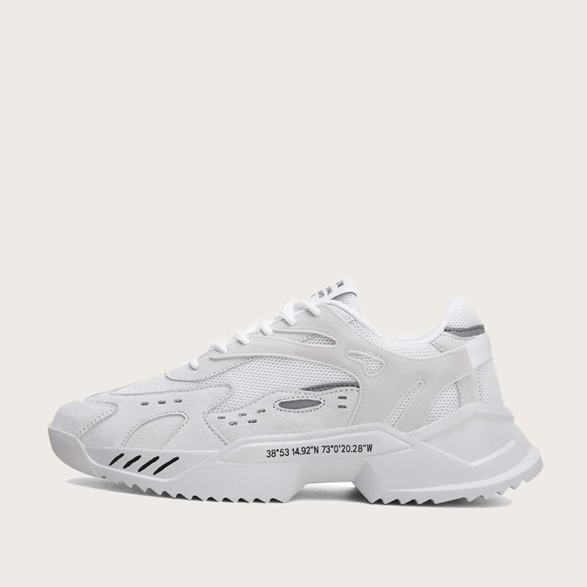 

Guys Number Graphic Lace-up Front Chunky Sneakers, White