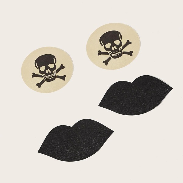 

2pairs Pirate Skull Pattern Nipple Cover, Multicolor