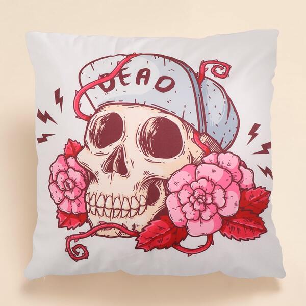 

Skull Print Cushion Cover Without Filler, Multicolor
