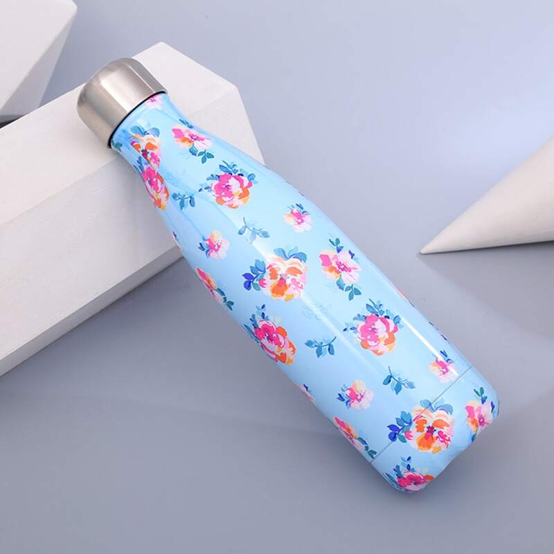 

Flower Print Vacuum Cup, Blue