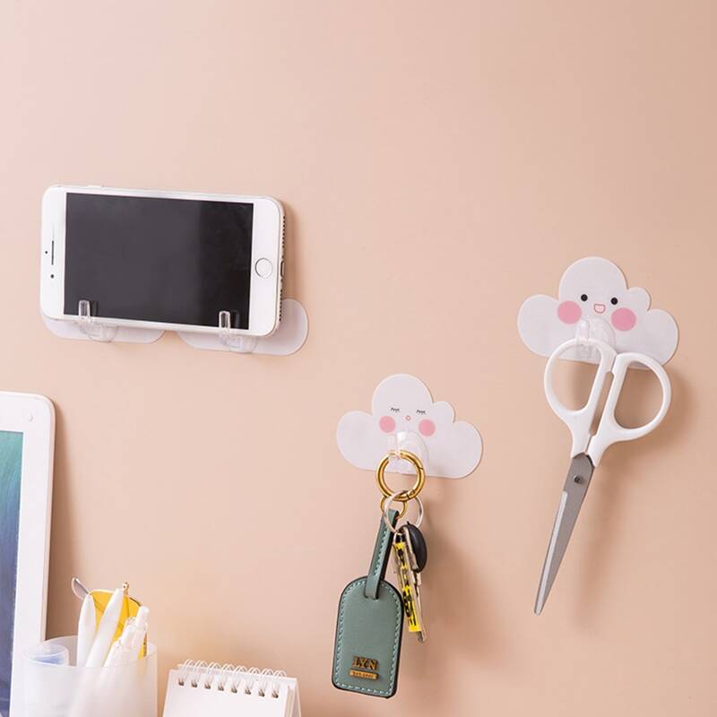 

4pcs Cloud Shaped Wall-mounted Hook, Multicolor