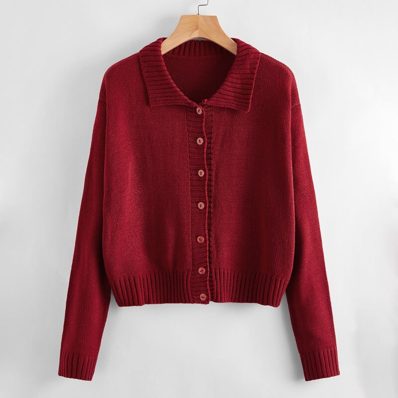 

Button Front Cardigan, Burgundy