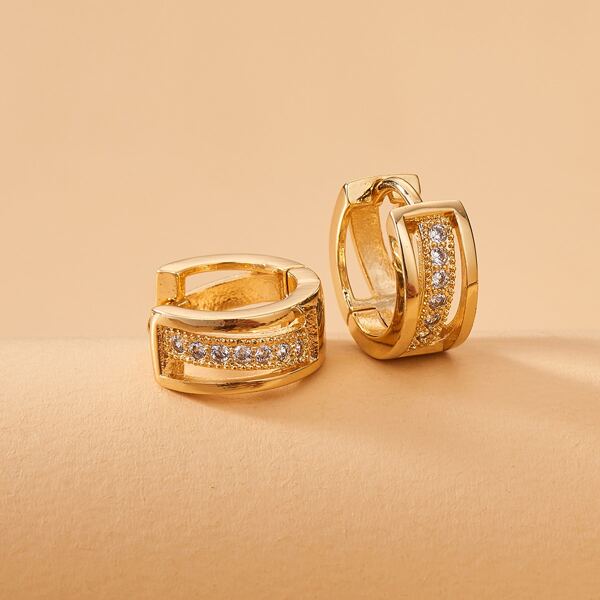 

Rhinestone Decor Hoop Earrings, Gold