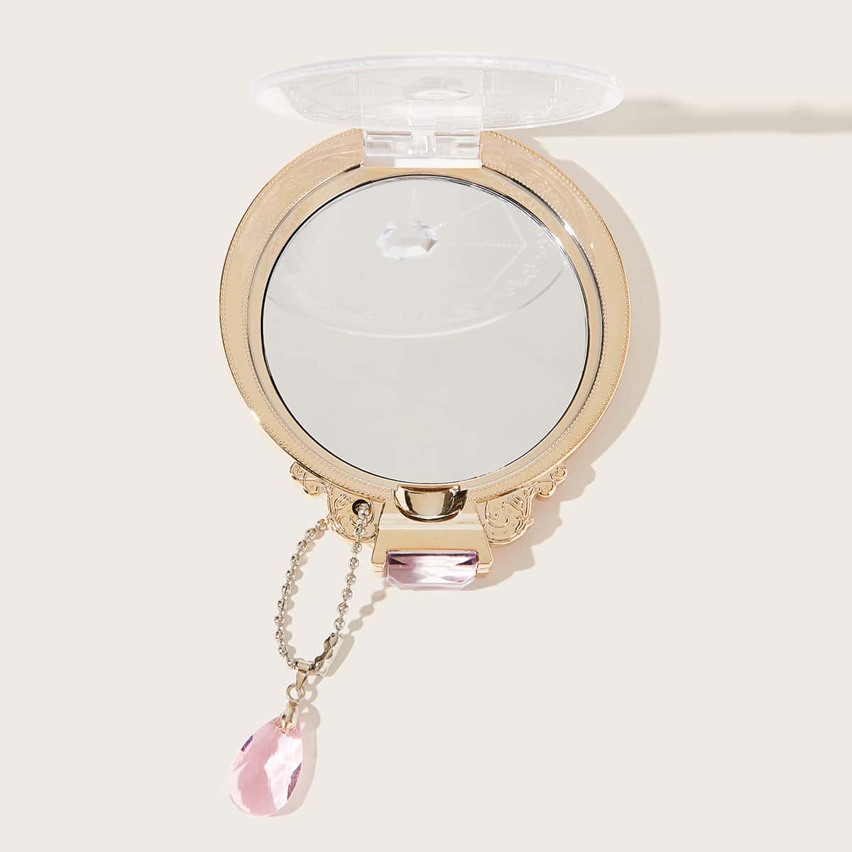 

1pc Makeup Desktop Mirror, Gold