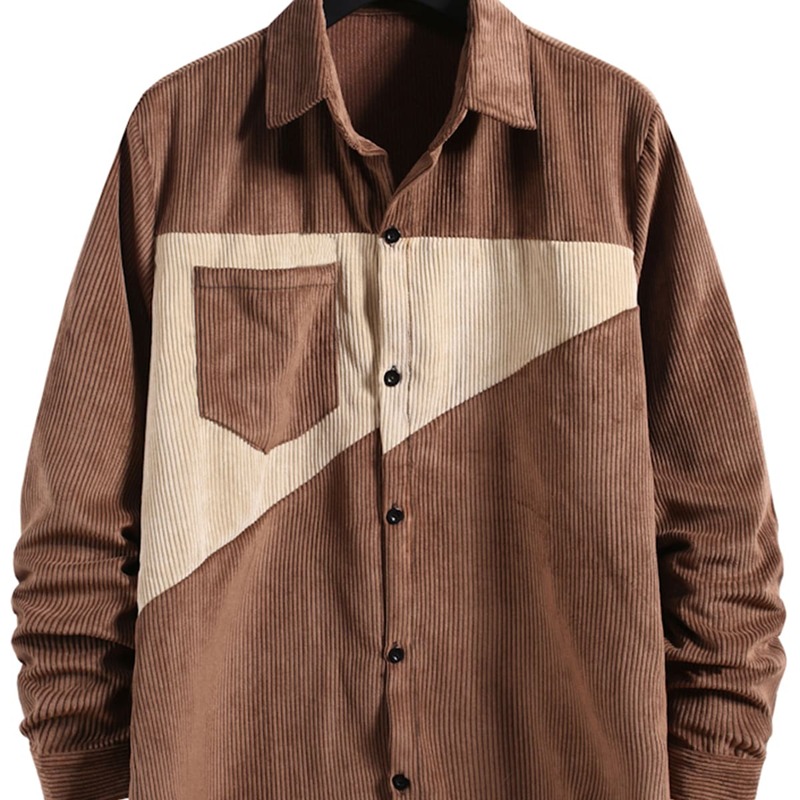 

Guys Colorblock Corduroy Overshirt, Khaki