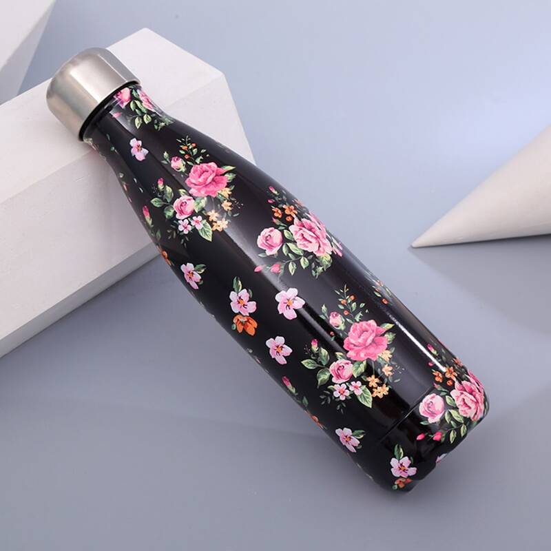 

Flower Print Vacuum Cup, Black
