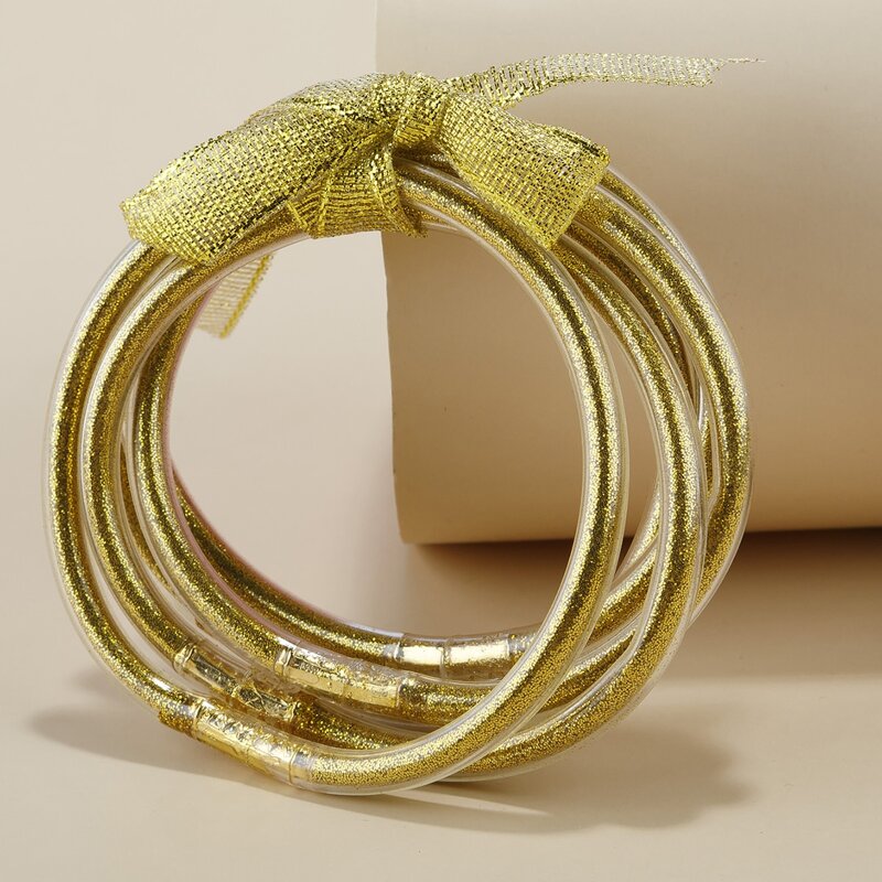 

5pcs Christmas Glitter Bracelet, Gold