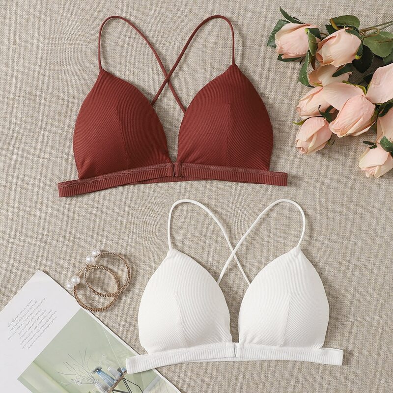 

2pack Crisscross Triangle Bralette Set, Multicolor