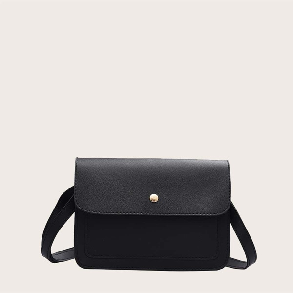 

Girls Minimalist Flap Crossbody Bag, Black