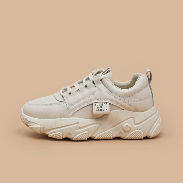 

Lace Up Front Wide Fit Chunky Sneakers, Beige
