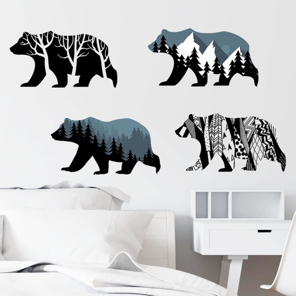 

1set Polar Bear Print Wall Sticker, Multicolor