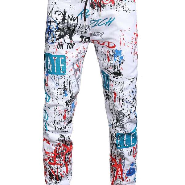 

Guys Graffiti Graphic Skinny Jeans, Multicolor