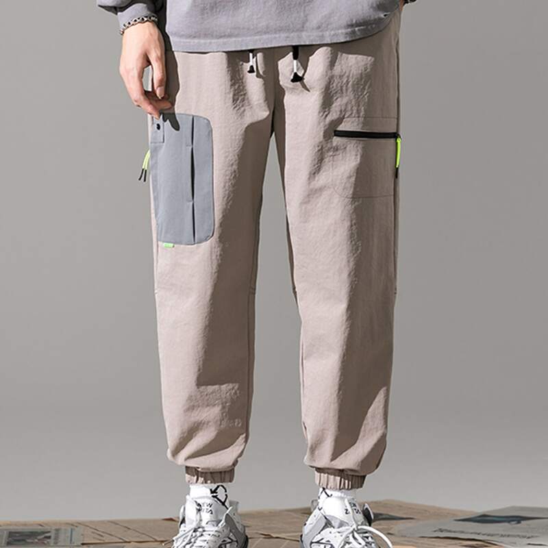 

Guys Zip Pocket Front Drawstring Pants, Khaki