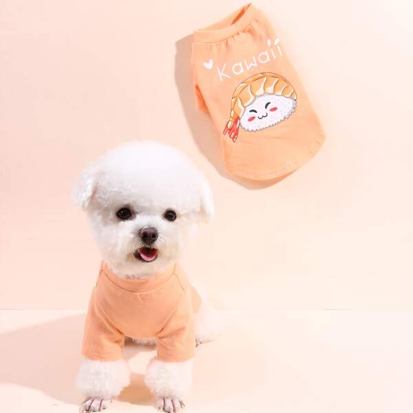 

Sushi Pattern Dog Tee, Orange