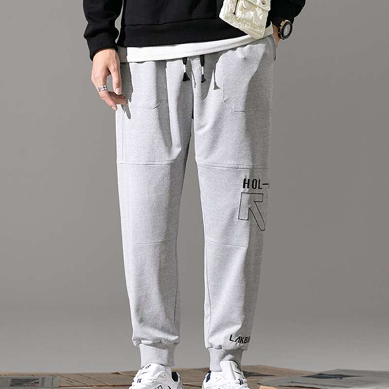 

Guys Letter Graphic Drawstring Pants, Light grey