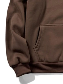 ROMWE MEN Prep Áo hoodie in hoa có túi Kangaroo cho nam - Cà phê nâu - Xem 3