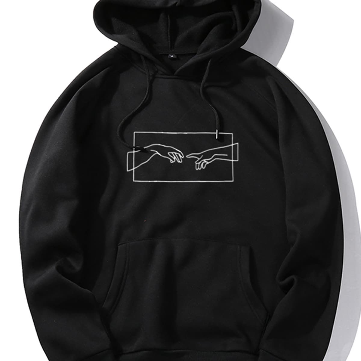 

Guys Kangaroo Pocket Gesture Graphic Hoodie, Black