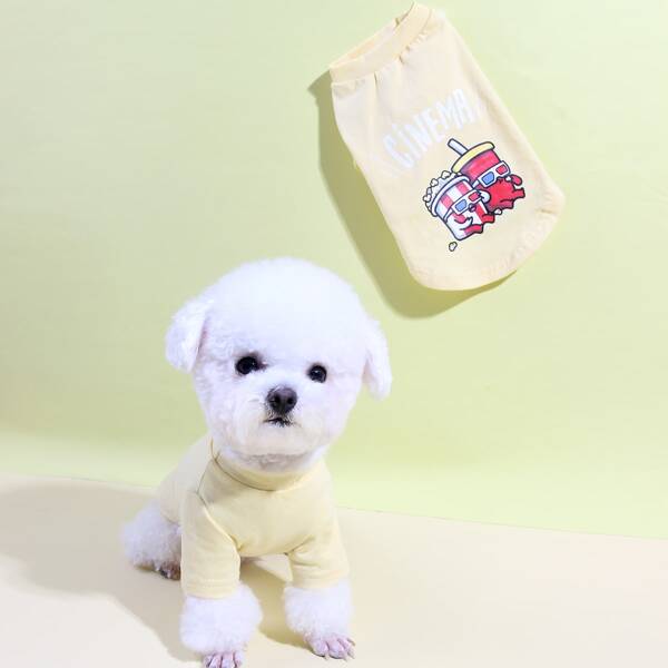 

Cartoon Graphic Dog Tee, Yellow