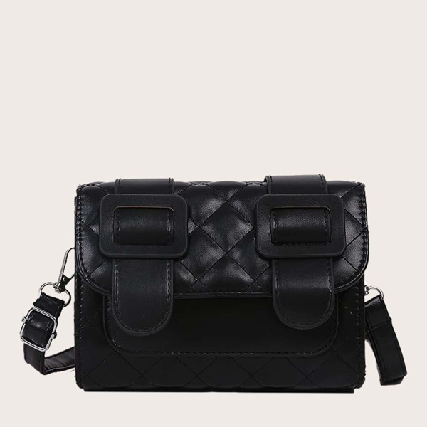 

Girls Quilted Flap Crossbody Bag, Black