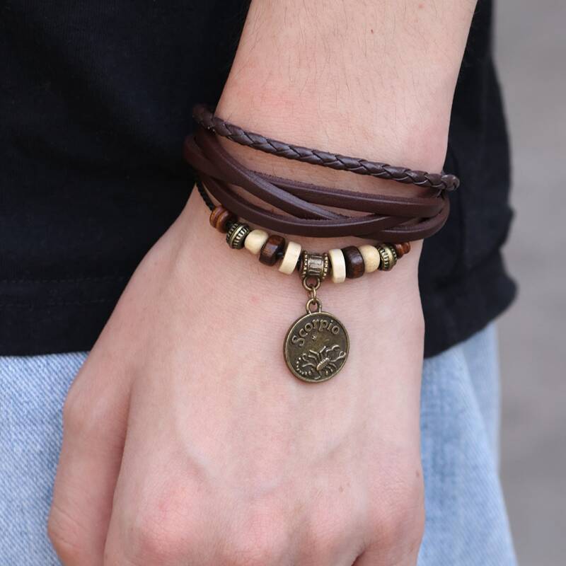 

Guys Constellation Decor Bracelet, Brown