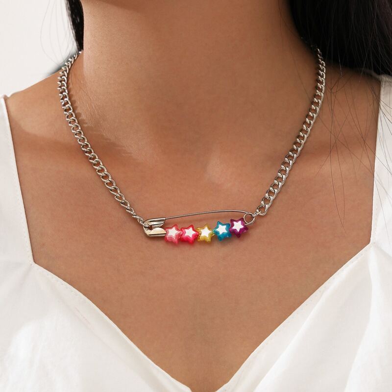 

Star Paper Clip Pendant Necklace, Silver