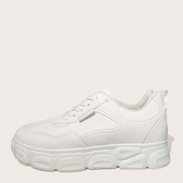 

Lace-up Front Wide Front Sneakers, White