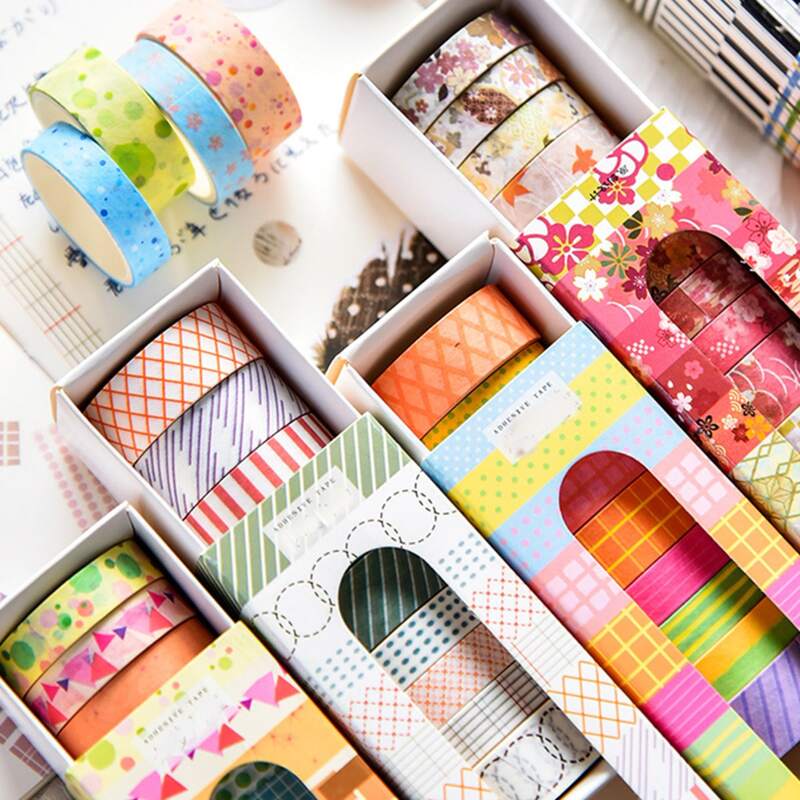 

10rolls Random Graphic Print DIY Tape, Multicolor