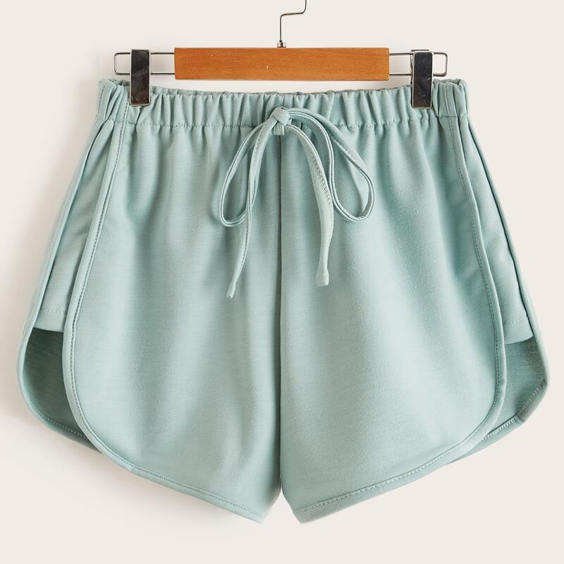

Solid Tie Front Shorts, Mint green