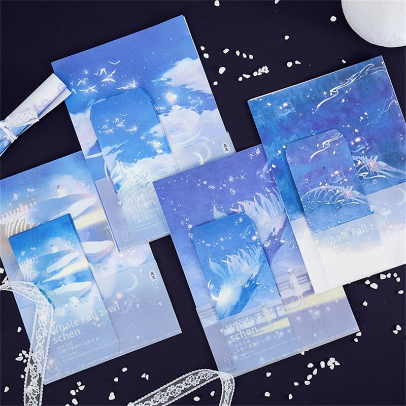 

3pcs Whale Print Random Envelope & 6pcs Letter Paper, Multicolor