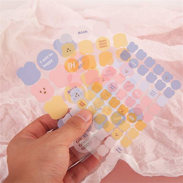

3sheets Random Cartoon Graphic Sticker, Multicolor