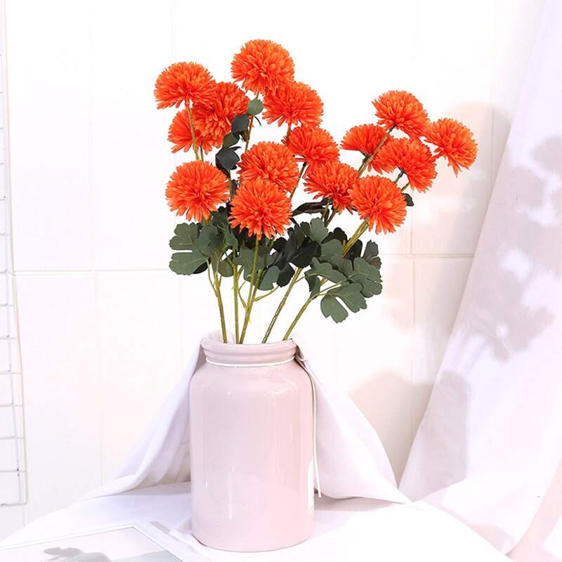 

1bundle Artificial Flower With 3pcs Head, Orange
