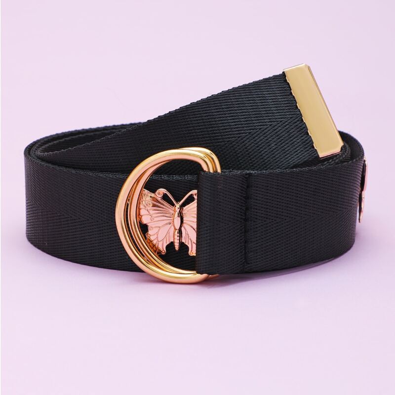 

Guys Butterfly Decor Tape Belt, Black