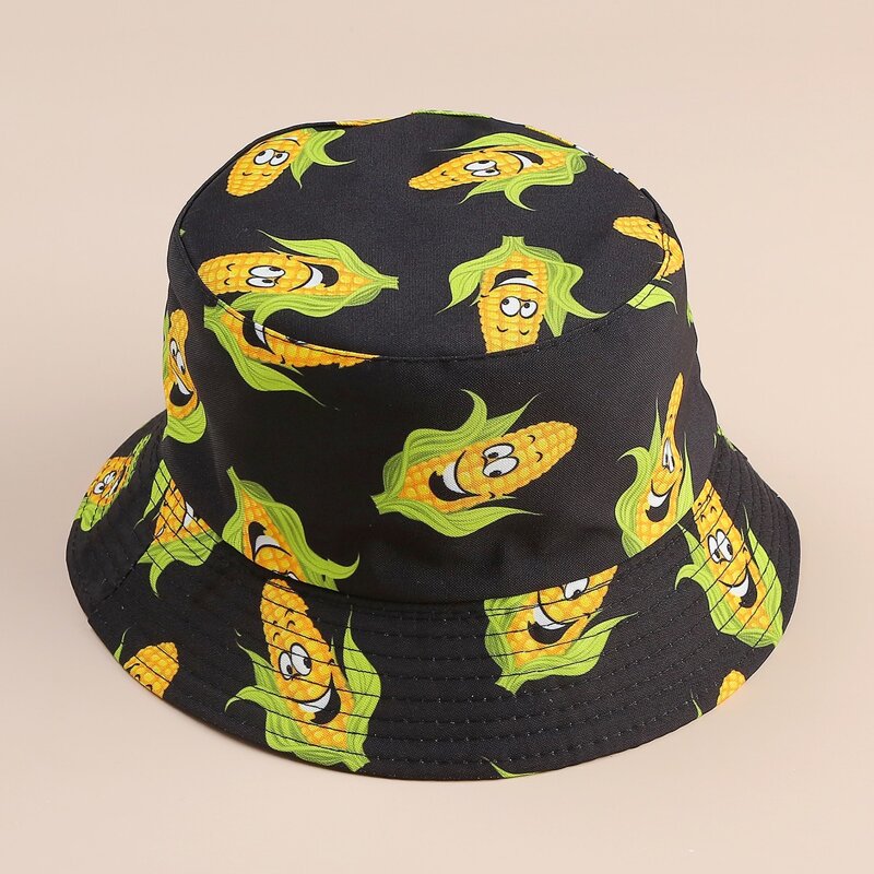 

Cartoon Corn Bucket Hat, Black