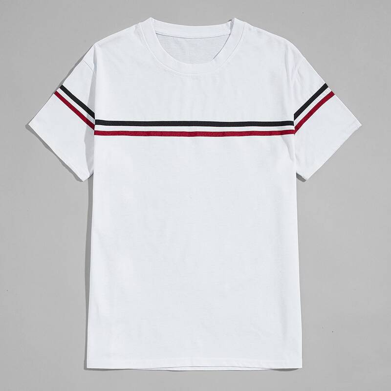 

Guys Contrast Striped Tee, White