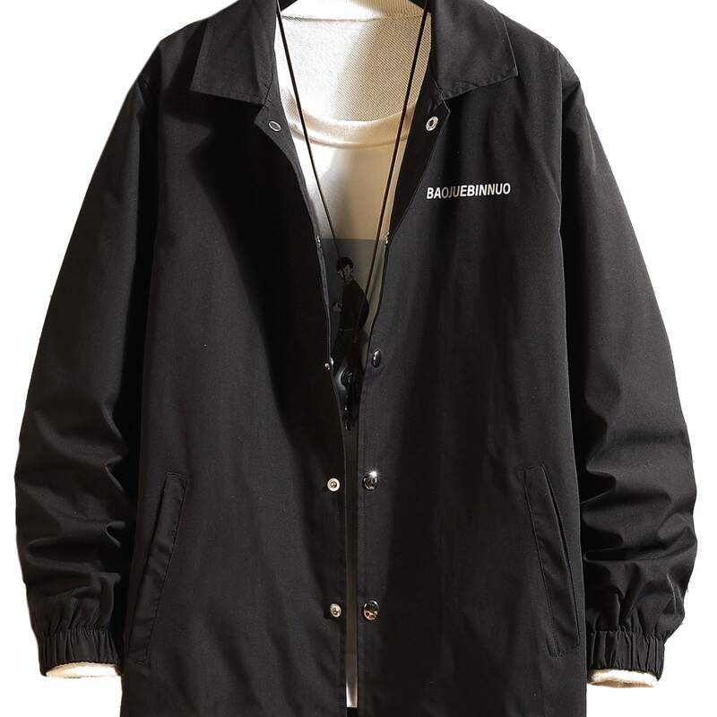 

Guys Letter Button Front Jacket, Black