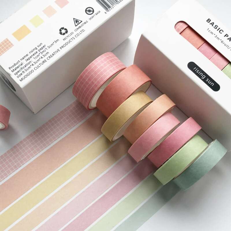 

8rolls Solid Decorative Tape, Multicolor