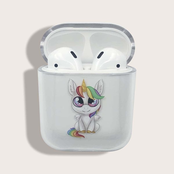 

Прозрачный чехол для Airpods с узором единорога