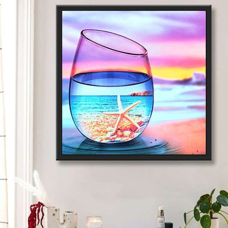 

Sea Print DIY Diamond Drawing Without Frame, Multicolor