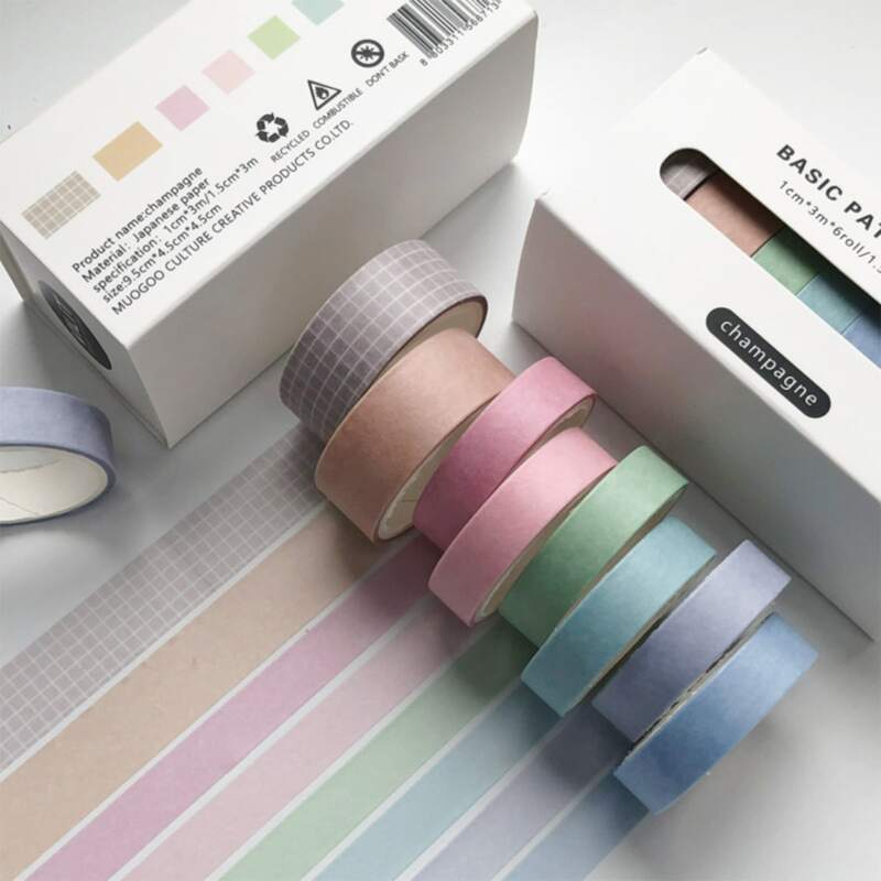 

8rolls Solid Decorative Tape, Multicolor