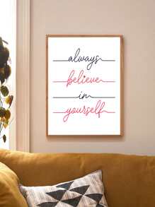 Letter Graphic Wall Painting Without Frame - White - View 1