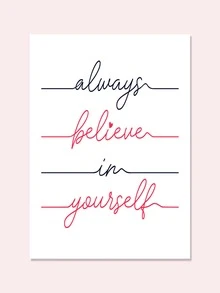 Letter Graphic Wall Painting Without Frame - White - View 2