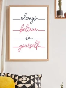 Letter Graphic Wall Painting Without Frame - White - View 3