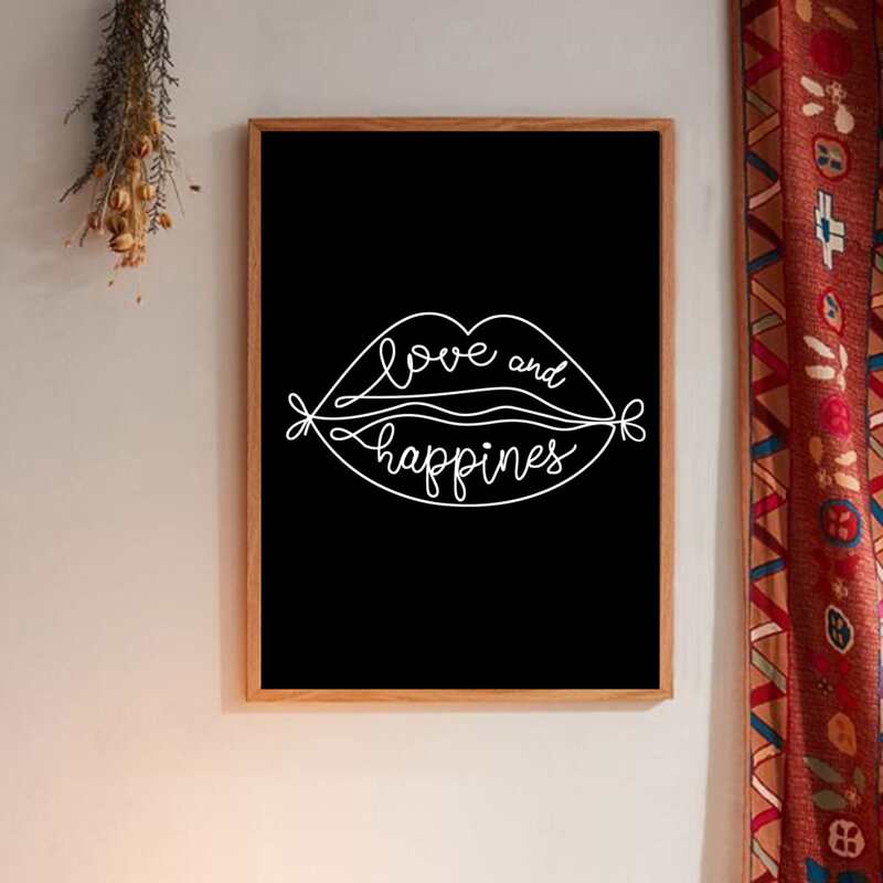 

Lip Print Wall Painting Without Frame, Black