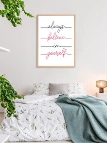 Letter Graphic Wall Painting Without Frame - White - View 7