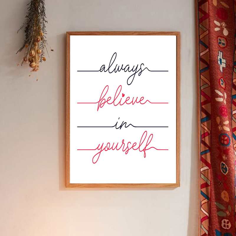 

Letter Graphic Wall Painting Without Frame, White